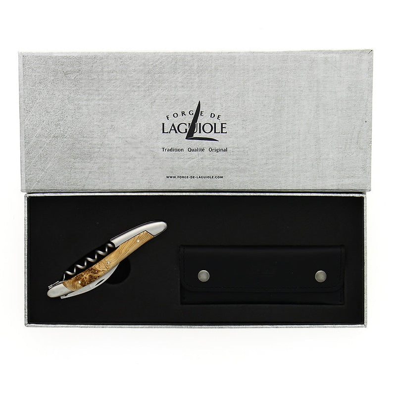 Geschenkbox für das Forge de Laguiole Sommeliermesser - Wacholderholz - ziseliert & satiniert, im Home-and-Kitchen Online Shop