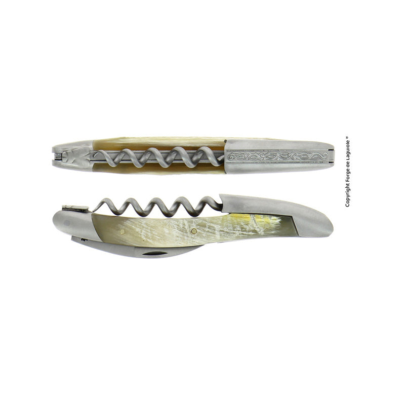 Sommeliermesser forge de laguiole mit Griff aus Aubrac-Rinderhorn, ikonisches Bienen-Emblem, im Online Shop Home-and-Kitchen.de
