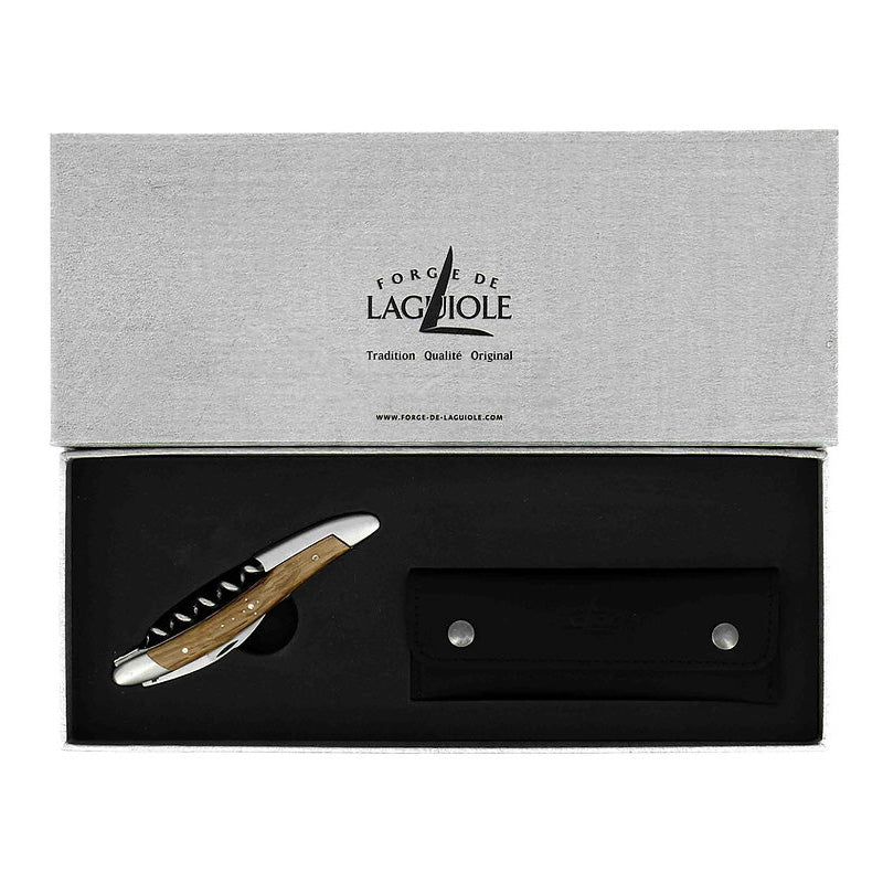 Geschenkbox für das Forge de Laguiole Sommeliermesser - Griff Mooreiche - glänzend, im Home-and-Kitchen Online Shop