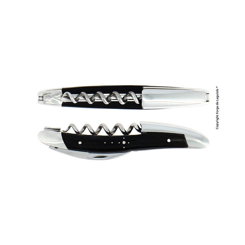Forge de Laguiole Sommeliermesser - Griff aus echtem Aubrac Horn - schwarz, Metall glänzend poliert im Home-and-Kitchen Online Shop