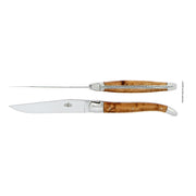 2er-Set Tafelmesser von Forge de Laguiole mit Griffen aus Wacholder-Holz und hochglanzpolierter Klinge und Backen (Mitren), aus T12 Stahl, exclusiv hergestellt für Forge de Laguiole.
Online-Shop Home-and-Kitchen.de

