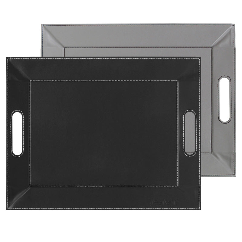 Freeform DUO Wendetablett – Kunstleder - 45 x 35 cm - Farbe Grau / Schwarz, beidseitig zu benutzen, mit Tragegriffen im Home-and-Kitchen Online Shop