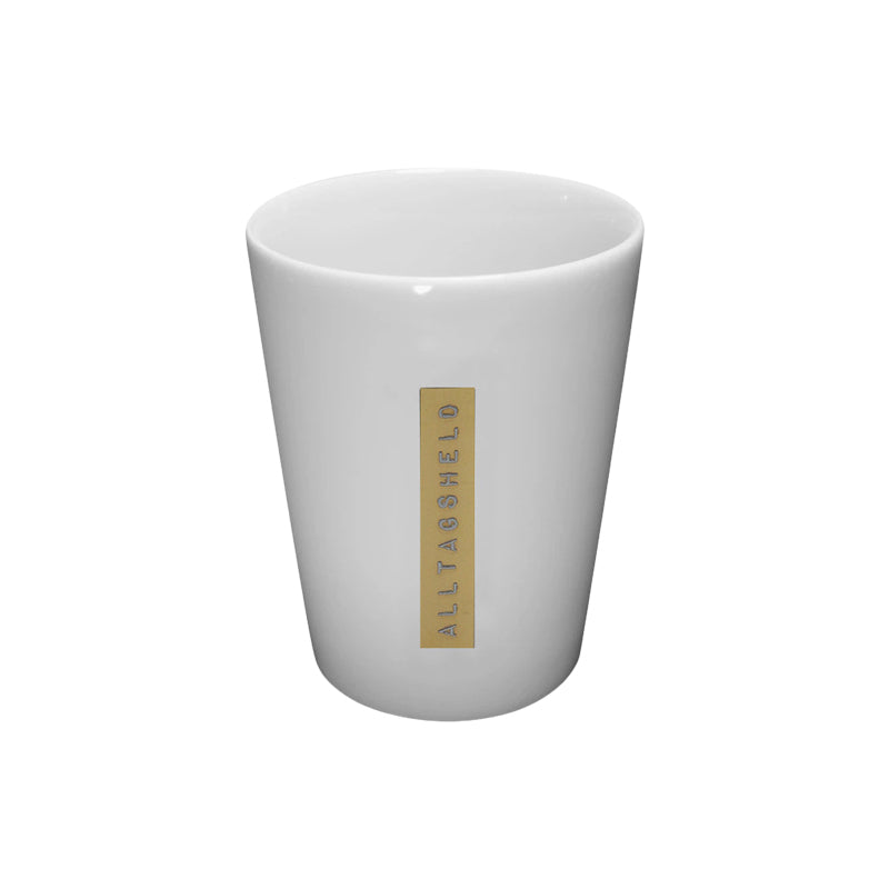 Goldscherben Porzellan Kaffeebecher - weiß, Motiv Alltagsheld, 280 ml, im Home-and-Kitchen Online Shop