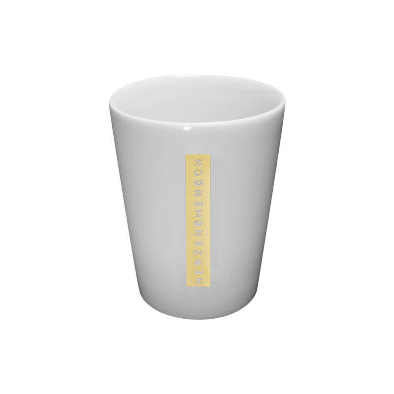 Goldscherben Porzellan Kaffeebecher - weiß, Motiv Herzensmensch, 280 ml, im Home-and-Kitchen Online Shop