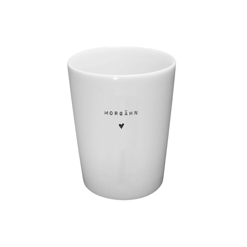 Goldscherben Porzellan Kaffeebecher weiß, Motiv Morgähn, 280 ml, im Home-and-Kitchen Online Shop