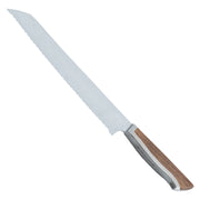 Brotmesser CAMINADA von Güde Messer Solingen, Nussbaum - Griff, durchgeschliffene Klinge mit Wellen-schliff, Übergang von Klinge zu Griff, aus einem Stück Stahl geschmiedet.
Online-Shop Home-and-Kitchen.de