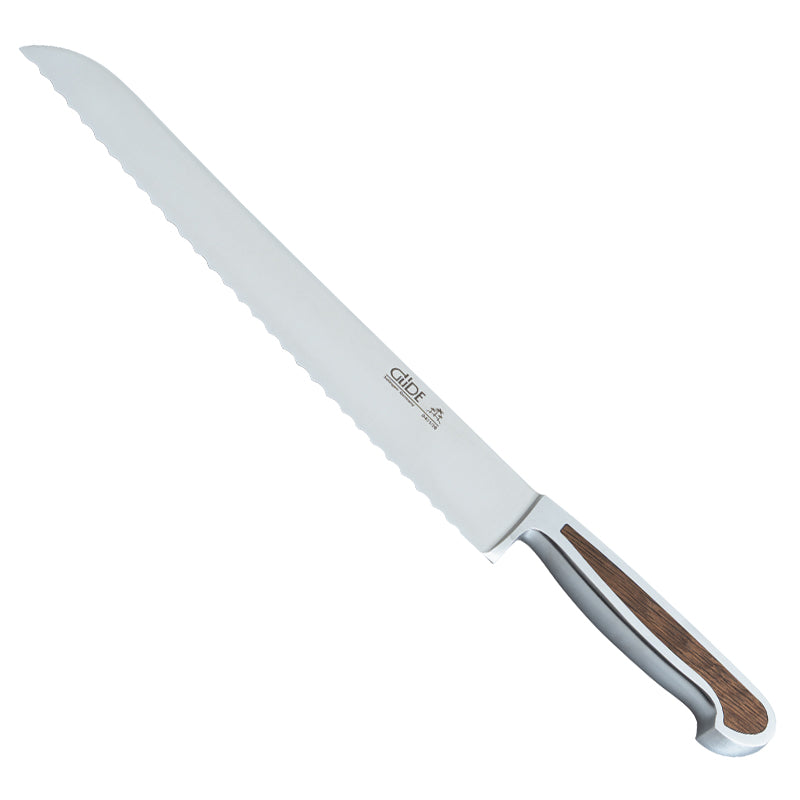Handgeschmiedetes DELTA Brotmesser von Güde Messer Solingen aus einem Stück Stahl,  Griffschalen aus Räuchereiche, Gewinner des German Award Design Preis
Online-Shop Home-and-Kitchen.de