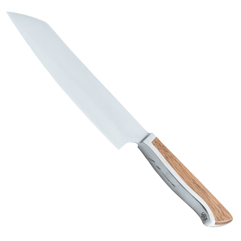 Santoku Messer CAMINADA von Güde Messer Solingen, asiatische Santoku-Klingenform, Halbkropf als Übergang von Klinge zu Griff, aus einem Stück Stahl geschmiedet, Griff aus 
Walnuss-Holz. Onliner-Shop Home-and-Kitchen.de