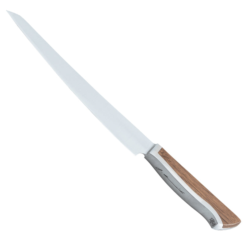 Schinkenmesser CAMINADA von Güde Messer Solingen, Gesamtlänge: 33,5 cm, ergonomischer Griff aus Walnuss-Holz. Online-Shop Home-and-Kitchen.de

