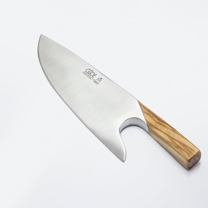 Güde Solingen Kochmesser THE KNIFE - Griff aus Olivenholz, Gesamtlänge 26 cm, handgefertigt in Solingen, Lieferung inklusive Geschenkbox und Grubentuch