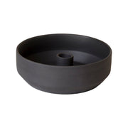 schlichte schwarze Keramik-Kerzenschale Sem von Home Delight für Stabkerzen, mit erhöhtem Rand, 
auch für Deko. Online-Shop Home-and-Kitchen.de