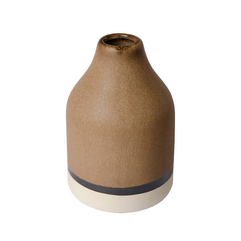 Keramikvase SAVI , in Naturtönen braun und beige, Höhe 15,5 cm, Durchmesser 10 cm, für schmale Fensterbänke von Home Delight