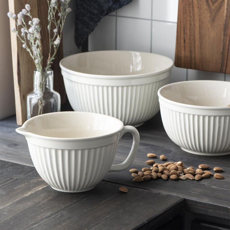 3-teiliges Schalen-Set Mynte von IB Laursen in Pure white in den Größen 25,5, 22 und 18 cm, kombinierbar mit allen anderen Farben der Serie, auch für Backofen und Gefrierschrank geeignet