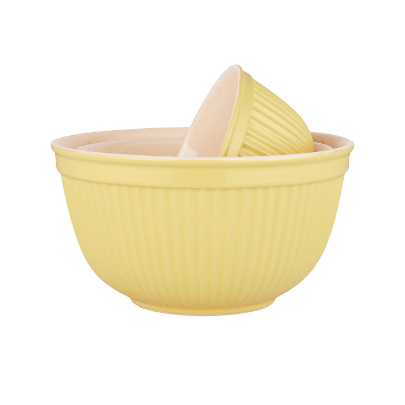 Mynte Schalen-Set Lemonade, von IB Laursen, Innenfarbe Vanille, mit Rillendesign, 25,5 cm, 22 cm und 18 cm, spülmaschinengeeignet, darf in den Backofen und in den Gefrierschrank 