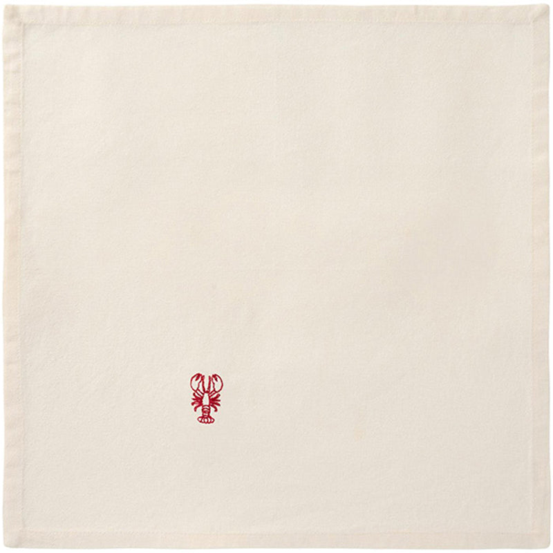 roter aufgestickter Hummer auf Stoffserviette von IB Laursen, Serie Atlantis, 40x40 cm, waschbar bei 40 Grad