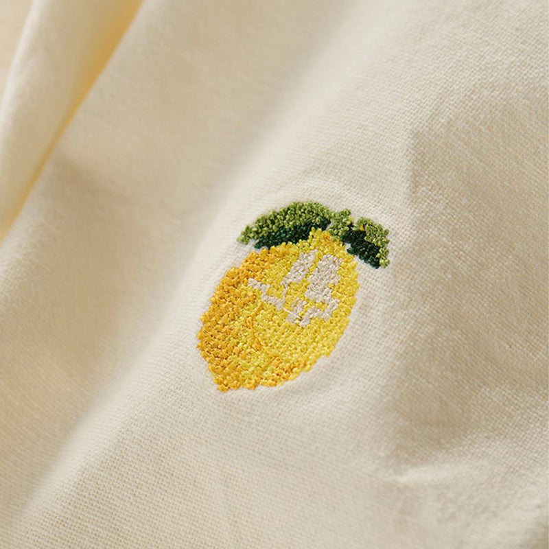 Stoffserviette Summer mit gelber Zitrone und weißem Logo von IB Laursen, Größe 40x40 cm, bei 40 Grad waschbar, kann gebügelt werden