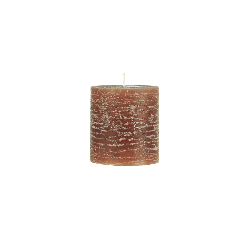 Stumpenkerzen/Blockkerzen von IB Laursen, rostbraun, 
7,5 cm, rustikale Verarbeitung,
