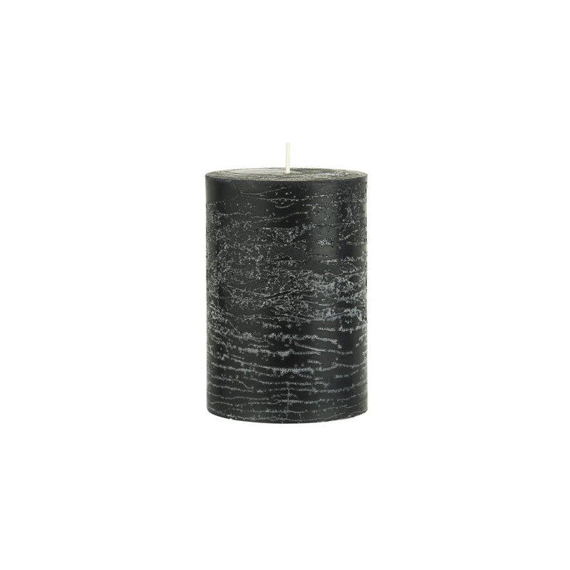 IB Laursen Stumpenkerzen/Blockkerzen schwarz, gleichmäßiges Abbrennen, 10 cm , rustikale Verarbeitung,
