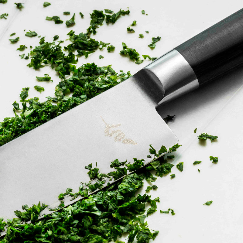 Kochmesser No. 05 MICHEL BRAS von KAI, Santoku-Form, Küchenmesser,   beidseitiger Schliff, Griff: Pakkaholz, schwarz

