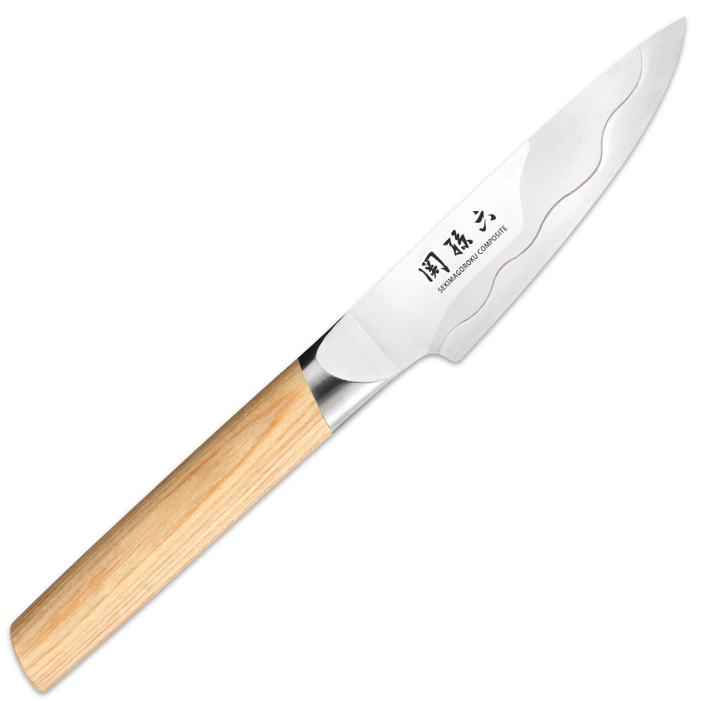 Officemesser von KAI - Serie: Seki Magoroku Composite, mit Kupferver-bindung zwischen den Stahlkompo-nenten, handgefertigt in Japan, beidseitig geschliffen, Griff helles 
Pakkaholz. Online-Shop Home-and-Kitchen.de