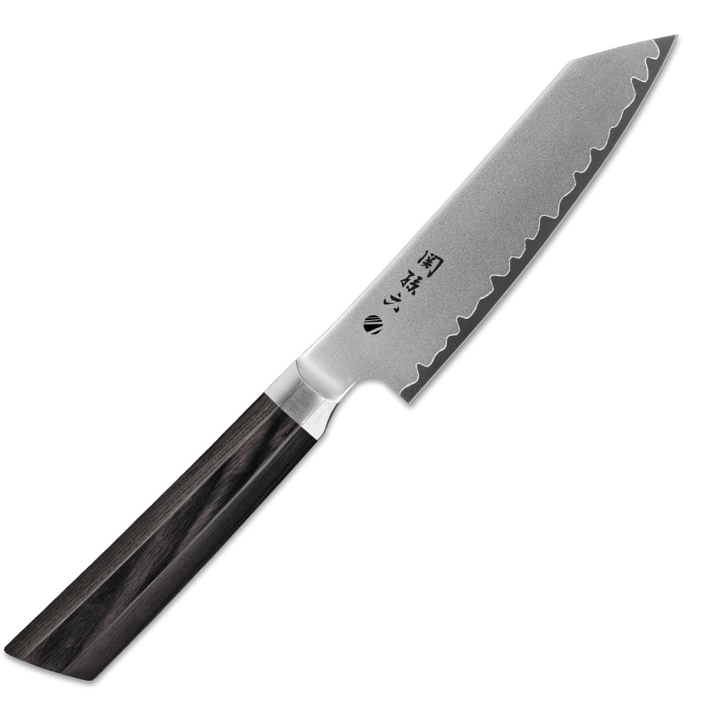 Handgefertigt in Japan: Kiritsuke von KAI - Serie: Sekimagoroku Kaname, 
schräg abgeschnittene K-Tip-Spitze, 
in 3 Größen, beidseitig geschliffen, Griff aus schwarzem Pakkaholz. 
Online-Shop Home-and-Kitchen.de
