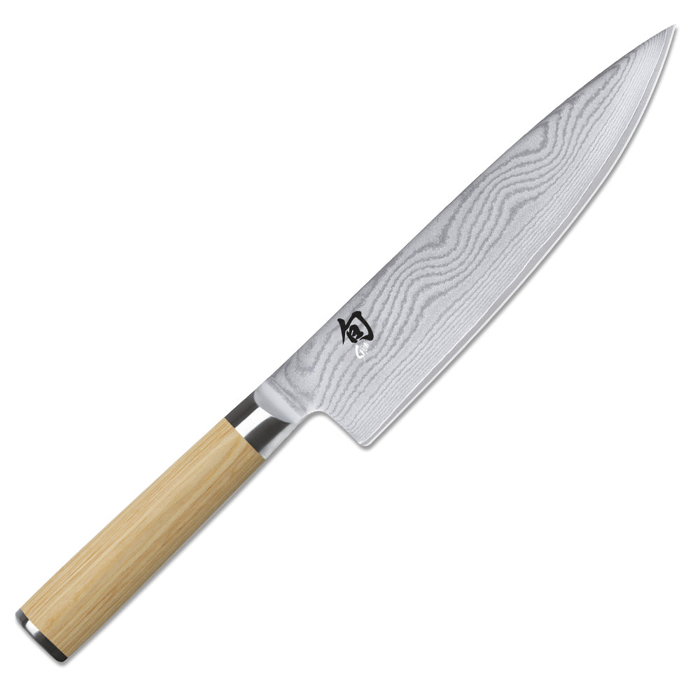 Kochmesser von KAI, Serie: Shun Classic White, Grifflänge: 12,5 cm, Klingenlänge: 20 cm mit Logo, handgefertigt, beidseitiger Klingenschliff, Griff aus Pakkaholz, Esche
Online-Shop Home-and-Kitchen.de