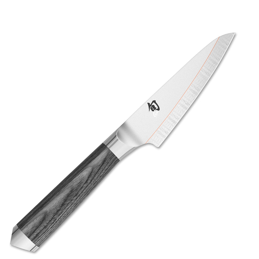 Handgefertiges Officemesser von KAI -Serie: Shun Kagerou, Küchenmesser u.a. für kleine Schneidarbeiten, beidseitig geschliffen, Griff: Pakkaholz, grau-meliert . Online-Shop Home-and-Kitchen.de