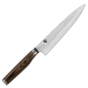 Allzweckmesser von KAI - Serie: Shun Premier Tim Mälzer, 
Grifflänge: 11 cm, Klingenlänge 16,5 cm, beidseitig geschliffen, Griff aus braun-meliertem Pakkaholz
Online-Shop Home-and-Kitchen.de
