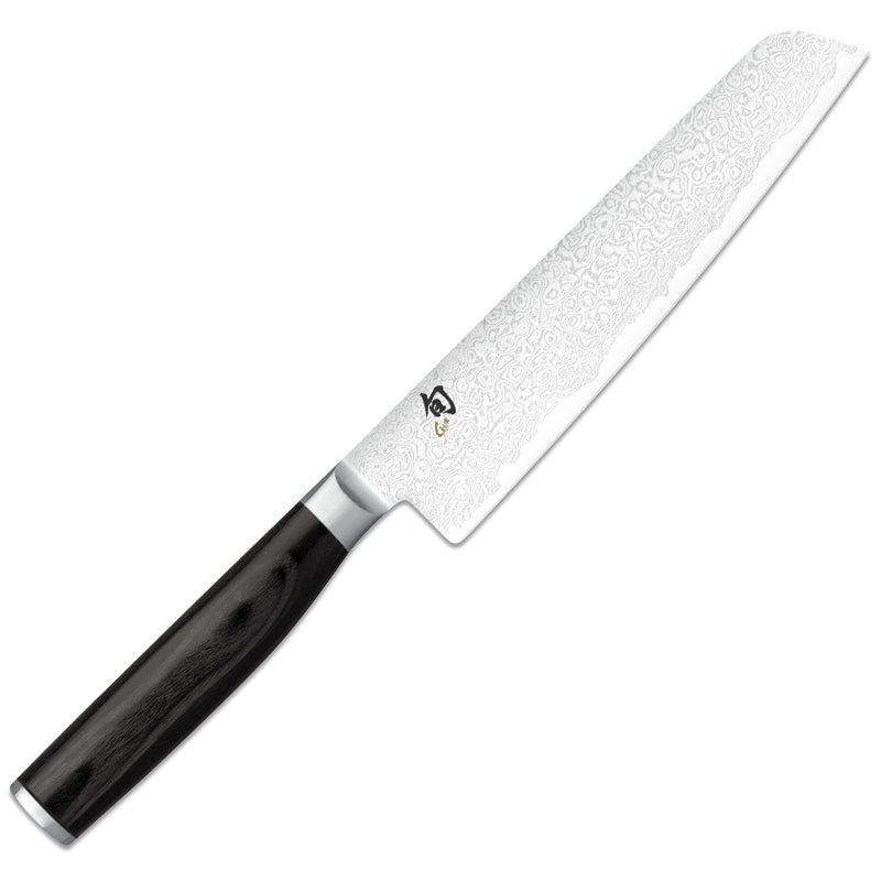 Beidseitig geschliffene Klinge beim Allzweckmesser von KAI - Serie: Shun Premier Tim Mälzer MINAMO, handgefertigt in Japan, Griff aus Pakkaholz, schwarz
Online-Shop Home-and-Kitchen.de