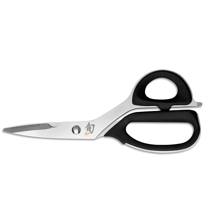 Haushaltsschere von KAI, Serie: SHUN
ergonomische Griffe aus Elastomer-Kunststoff, zwei Zusatzfunktionen wie Knochenkerbe und Kapselheber
zur Reinigung zerlegbar. Online-Shop Home-and-Kitchen.de

