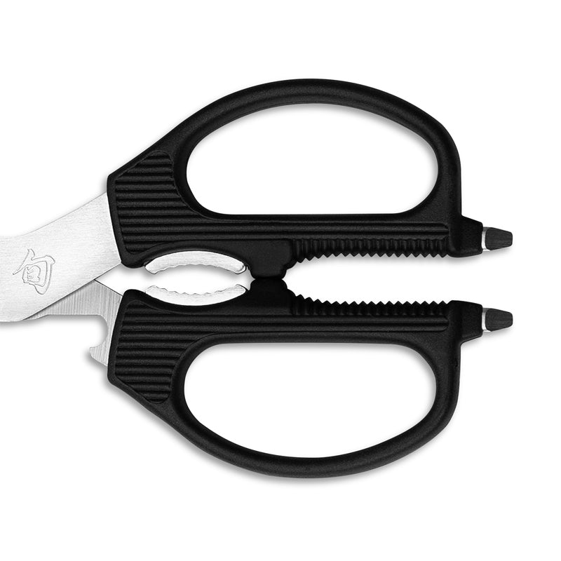 Ergonomische, komfortable Griffe aus Elastomer-Kunststoff mit Zusatz-funktionen wie Knochenkerbe, Kapsel-heber und Nussknacker