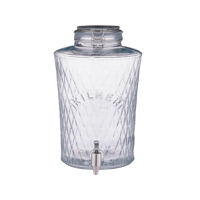 8 Liter Getränkespender DIAMOND von Kilner, mit Zapfhahn aus Edelstahl,
luftdicht verschließbar.
Für Bowle, Limonade, Öle, zum Ansetzen von Rumtöpfen etc.
