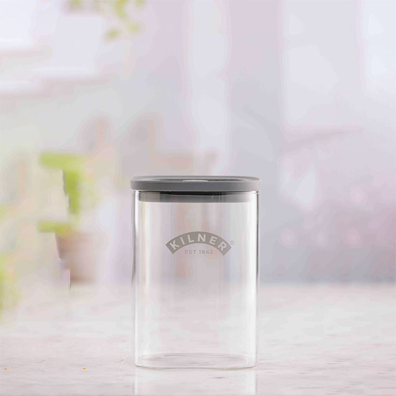 Mit Vakuumversiegelung: FRESH STORAGE - Aufbewahrungsgläser von Kilner in 3 Größen verfügbar, stapelbar, 
Volumen 0,5 l, 1,0 l oder 1,5 l
Auch für den Kühlschrank geeignet
Für alle trockenen Lebensmittel
spülmaschinengeeignet (ohne Deckel)