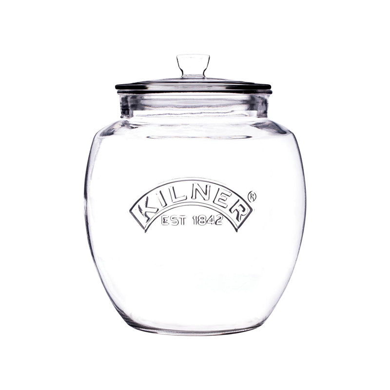 Nostalgische runde Vorratsgläser von Kilner, Volumen 0,85 l, 2,0 l, 4,0 l, mit 
intergriertem Silikonrand für gute Abdichtung, 

