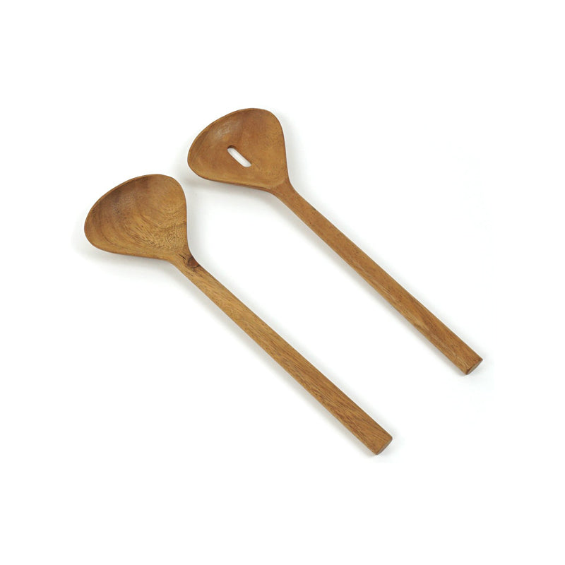 Salatbesteck - Set von Kinta, in Hand-
arbeit aus Akazienholz gefertigt, 
Form eines Ginkgo-Blattes