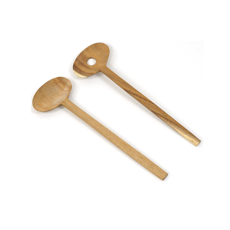 2-teiliges Salatbesteck von KINTA, 
ovale Salatlöffel / 1 mit Öffnung zum Ablauf von überflüssigem Dressing oder Öl, aus Akazienholz, handgefertigt
Online-Shop Home-and-Kitchen.de