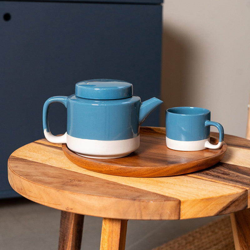 Zweifarbige CYL Teekannen von KINTA,  mit Tasse, Steingut, FAIR TRADE und nachhaltig produziert, Farbe Blau/Beige,
Online-Shop Home-and-Kitchen.de 