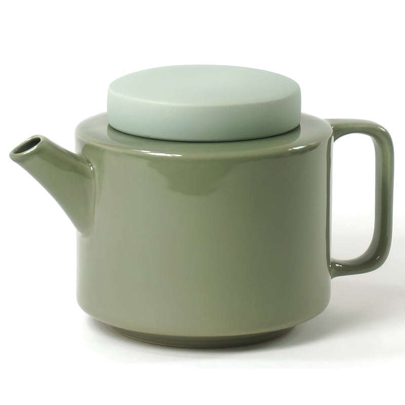 CYL Teekannen von KINTA, Farbe: Salbei-grün, Steingut, glänzend, Deckel: matt, Größe 1350 ml: Höhe 14,5 cm, Ø 14,5 Online-Shop Home-and-Kitchen.de