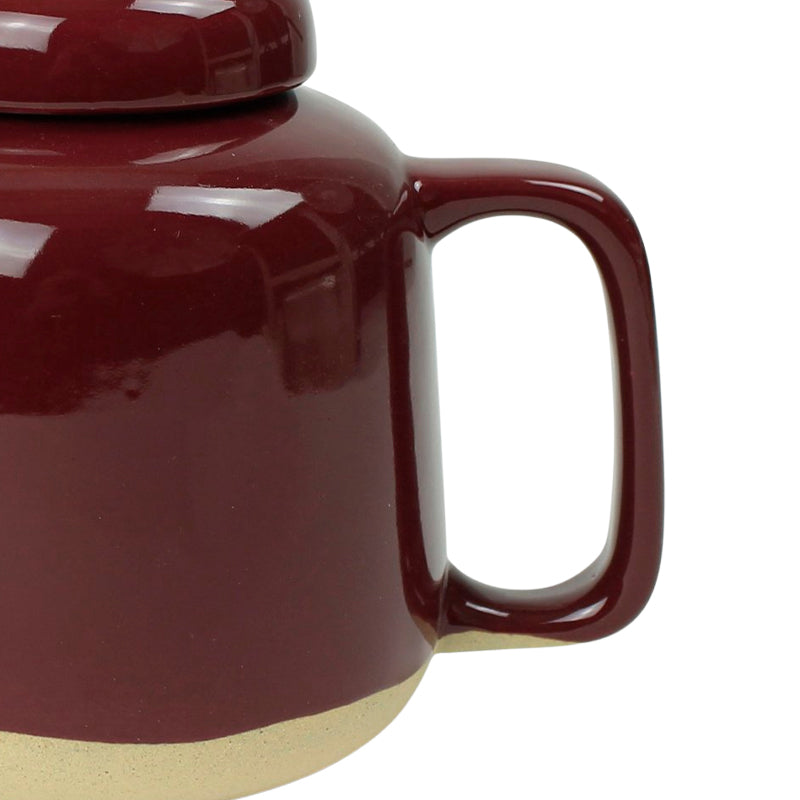 Großer Henkel an brombeer-farbener RUTUNDA Teekannen von KINTA, glänzend glasiert, mit kleinen Sprenkeln, Online-Shop Home-and-Kitchen.de