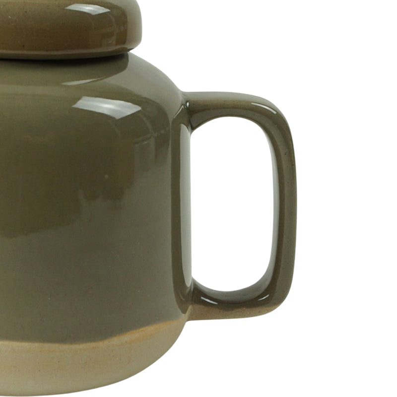 Großer Henkel an Khaki-grüner RUTUNDA Teekanne von KINTA, glänzend glasiert, Online-Shop Home-and-Kitchen.de