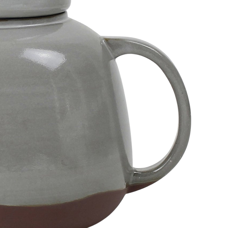 Großer Henkel an grau-glasierter SOFT-XL-Teekanne von KINTA,  Höhe 16 cm, Ø 16 cm / Volumen 1,4 Liter, 