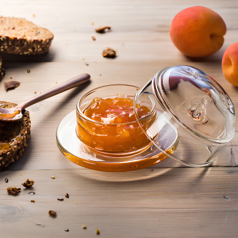 70 ml - Butterdose/Marmeladenglas ABEILLE  von La Rochere, Bienen-Relief, auch für Gewürze und Dips