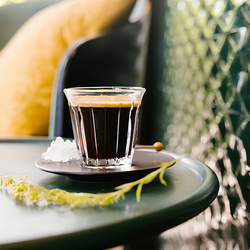 La Rochere Espresso-Glas ZINC, 100 ml 6er Set, auch für Schicht-Desserts oder Vorspeisen geeignet. Geprägtes Rippenmuster