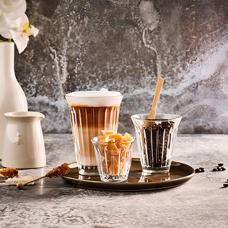 Longdrinkgläser Zinc von La Rochere, 360 ml, kombinierbar mit anderen Gläsern der Serie, hohe Form, auch für Kaffeevarianten geeignet