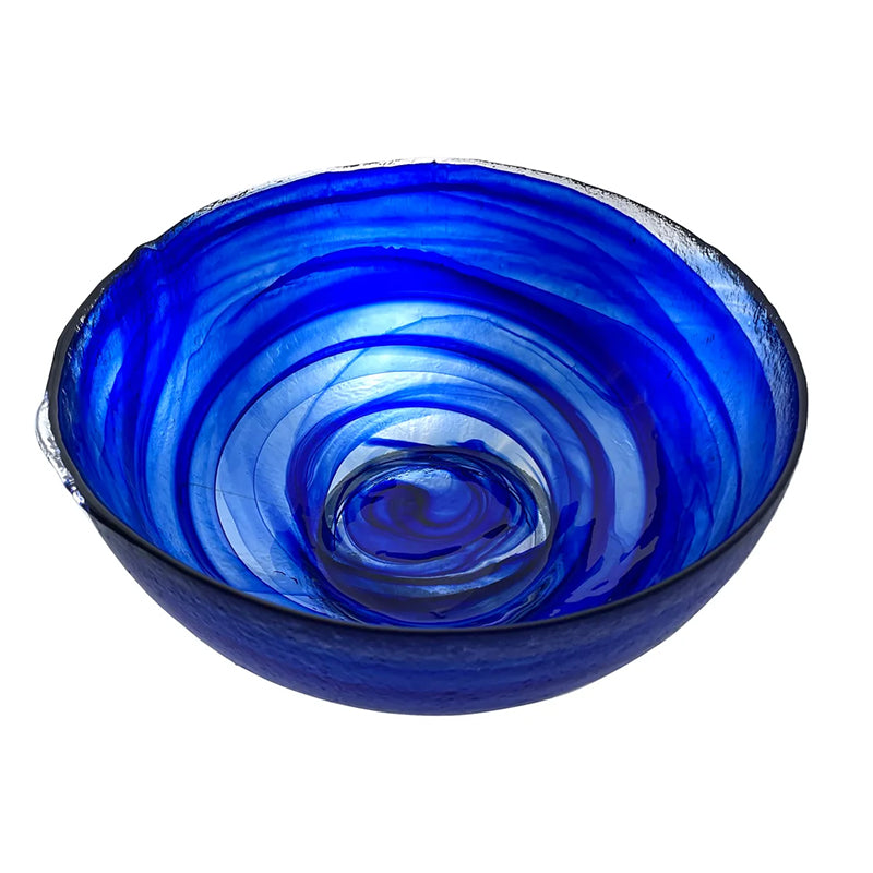 Servierschüssel oder Obstschale mit eingearbeiteter Farbe, Kristallglas, hergestellt in Frankreich, ein Unikat