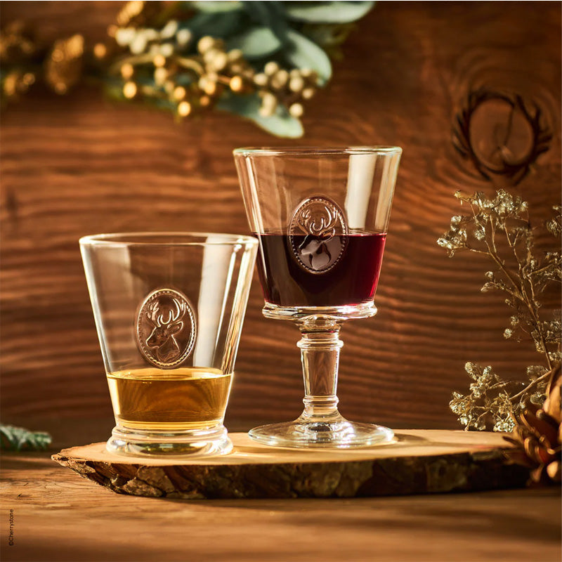 6er Set Trinkgläser CERF von La Rochere, mit Hirschkopf-Relief, vielseitig nutzbar, 250 ml