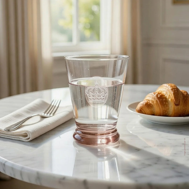 Für Wasser oder Säfte: modernes Trinkglas mit Kronen-Medaillon von La Rochère, hergestellt in Frankreich
Online-Shop Home-and-Kitchen.de