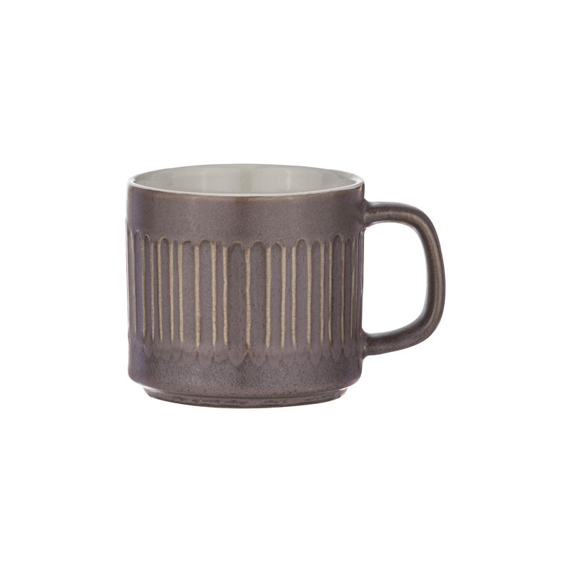 Ladelle Kaffeebecher CARVE, mit Henkel, Farbe: Maulbeer, 2 unterschiedliche Muster, 4 zusammen passende Farben, kombinierbar mit den Tassen der Serie TAPER, Tasse innen Farbe Creme, 350 ml, Höhe 10 cm, spülmaschinengeeignet