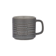 Ladelle Kaffeebecher CARVE, mit Henkel, Farbe: Zinn,  2 unterschiedliche Muster, 4 zusammen passende Farben, kombinierbar mit den Tassen der Serie TAPER, Tasse innen Farbe Creme, 350 ml, Höhe 10 cm, spülmaschinengeeignet