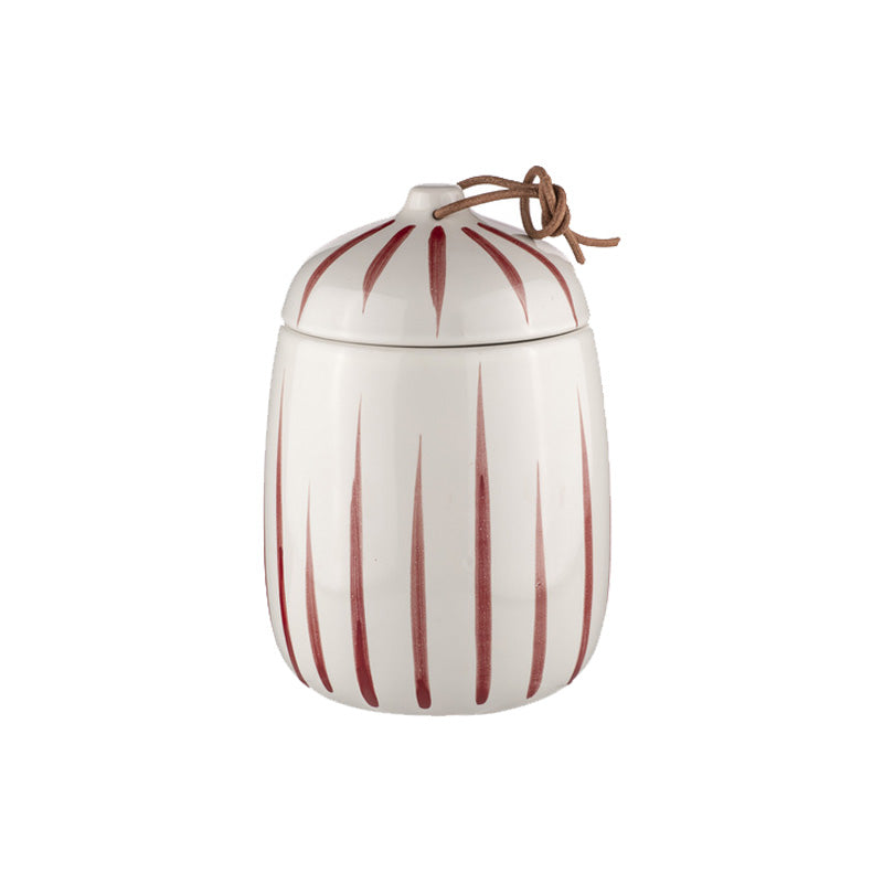 Vorratsdose CARNIVAL von Ladelle in der Farbe Rot, Höhe 17 cm, Durchmesser 11,5 cm, handbemalte Streifen, 4 Farben, rund-ovale Form
Online-Shop Home-and-Kitchen.de